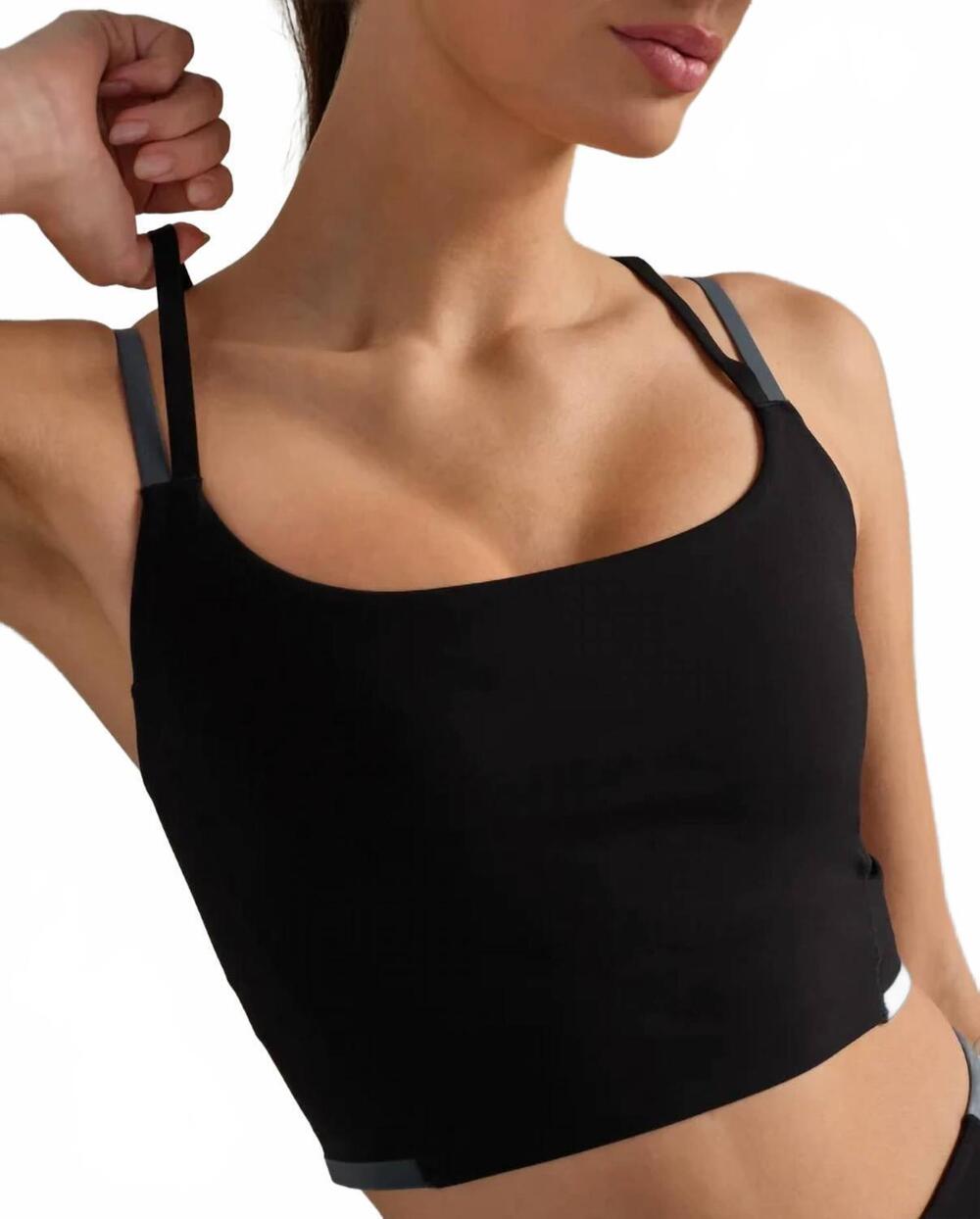 NEW RHONE instinct contrast longline bra in pure black